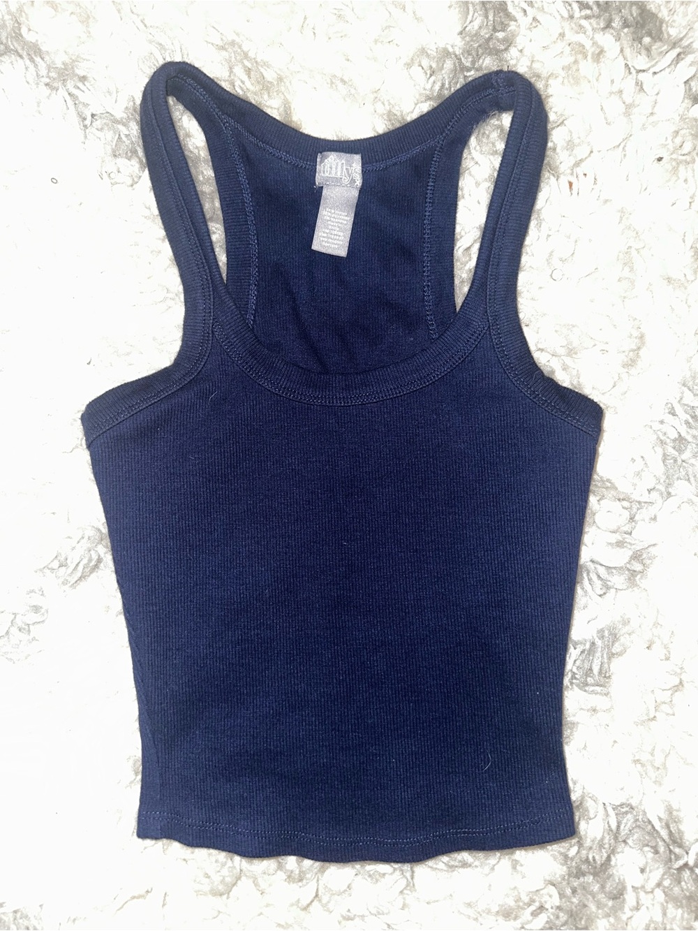 tilly's navy blue ribbed racerback tank top